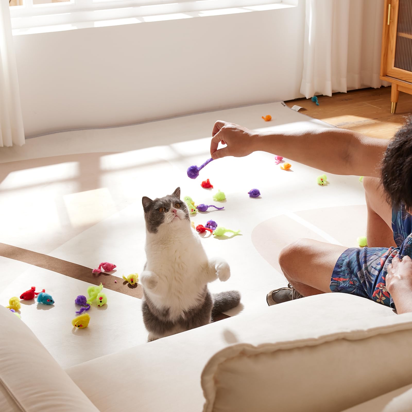 Yangbaga Mice Rattle kitten-hunt toy aids natural predatory play