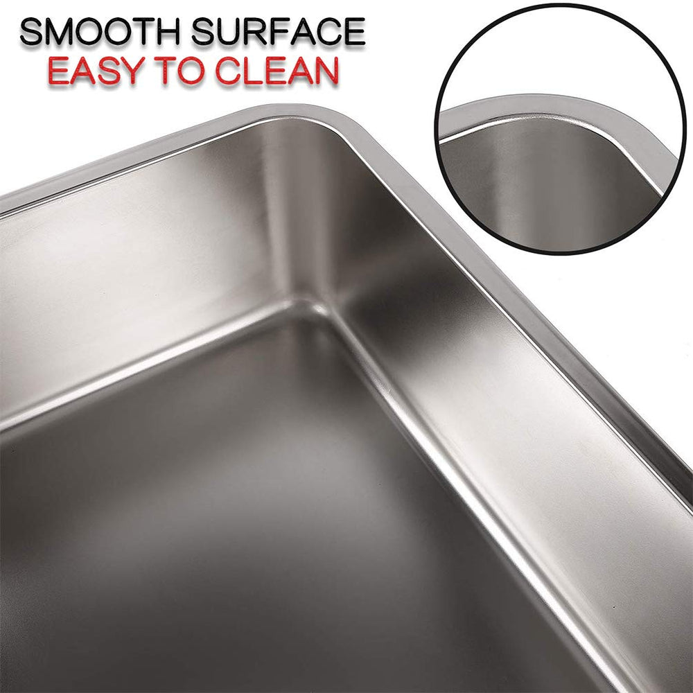 Yangbaga stainless steel litter box, non-stick surface aids quick cleaning and odor control.