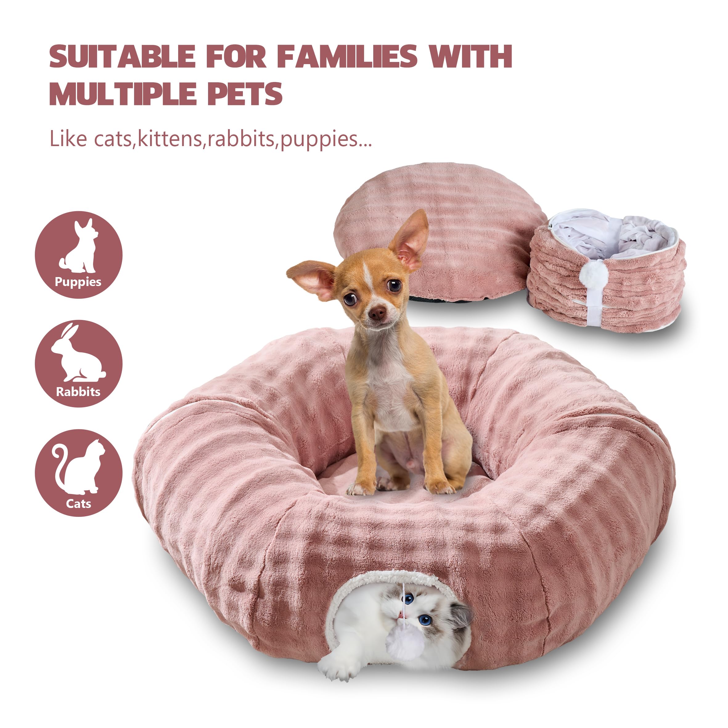 Yaning Bubble Cat Tunnel circular shape adapts to multiple play layouts.