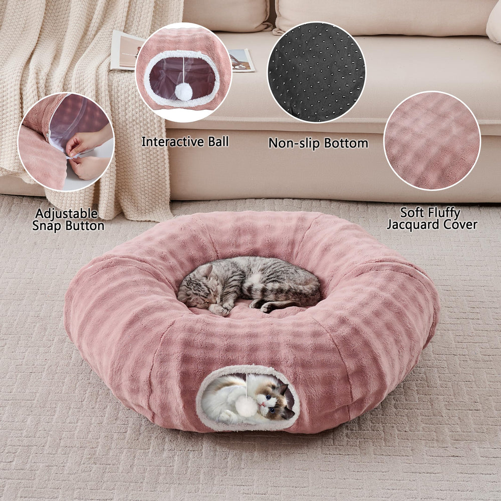 Yaning Bubble Cat Tunnel with dangling ball engages pets with interactive play.