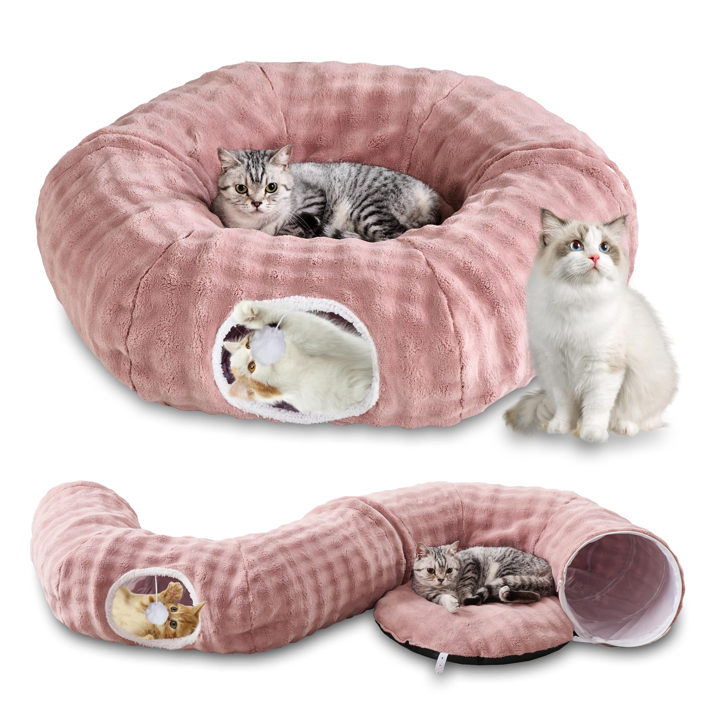 Yaning Bubble Cat Tunnel dusty pink shows a cozy pet hideaway and resting spot.