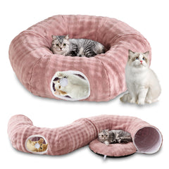 Yaning Bubble Cat Tunnel dusty pink shows a cozy pet hideaway and resting spot.
