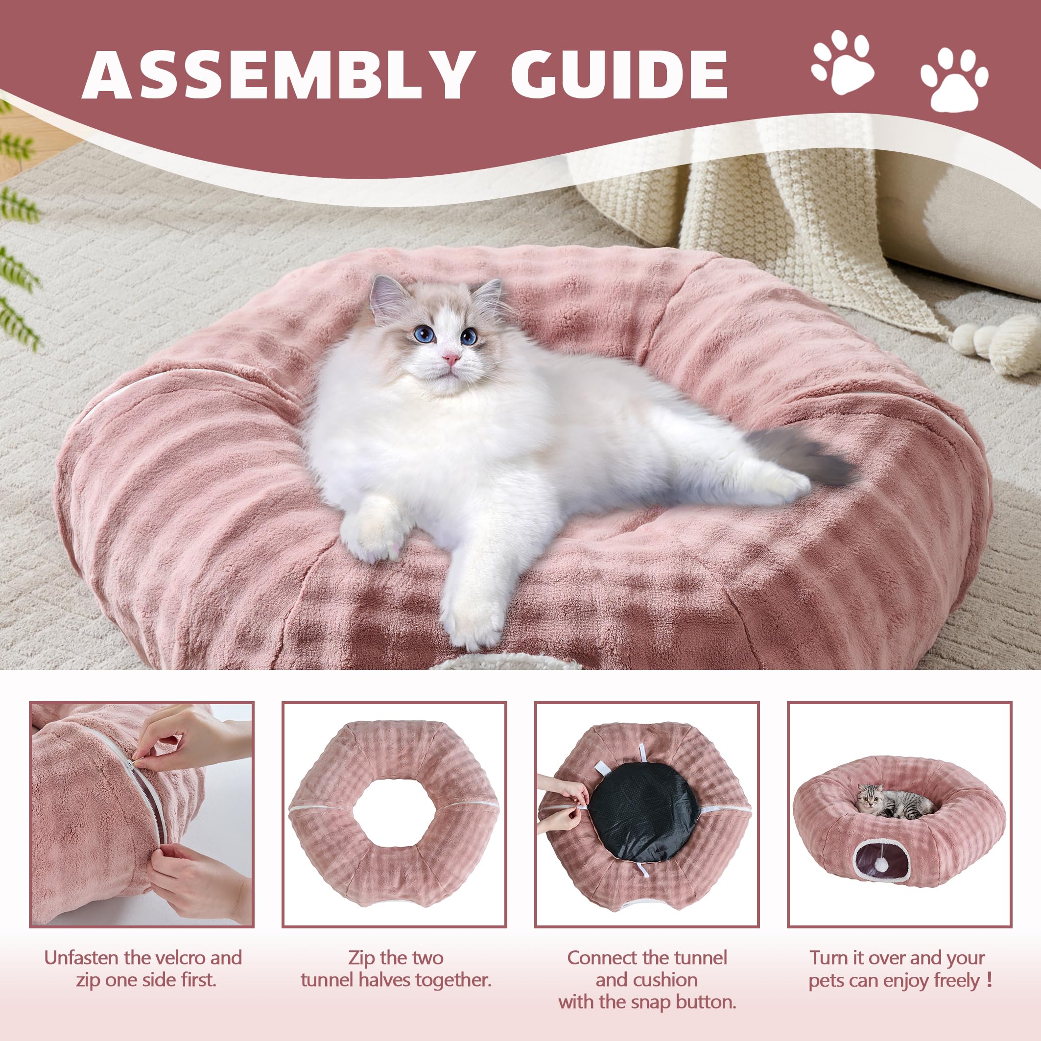 Yaning Bubble Cat Tunnel non-slip bottom keeps it secure during play.
