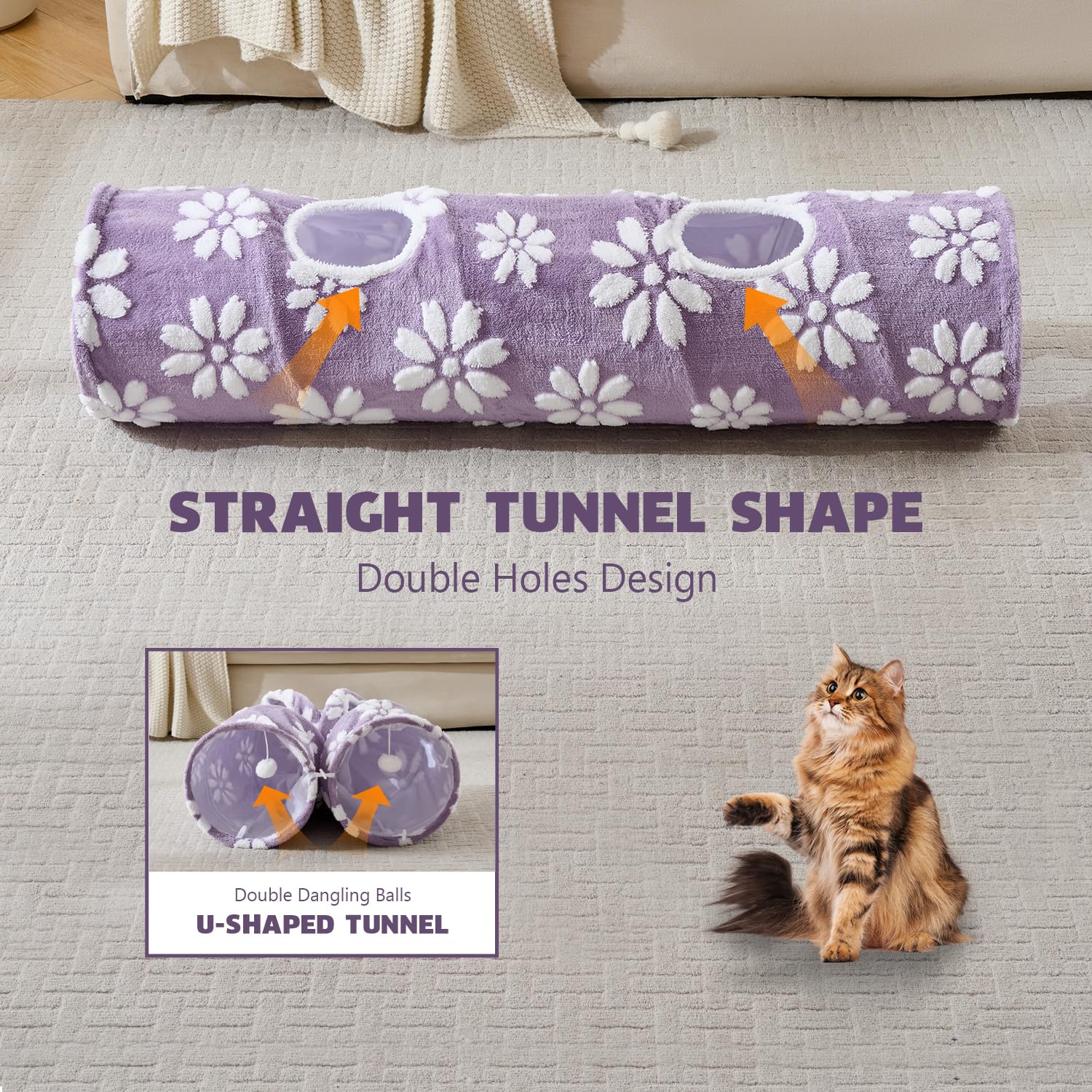 Yaning cat tunnel jacquard pattern adds decor-friendly charm and exploration appeal