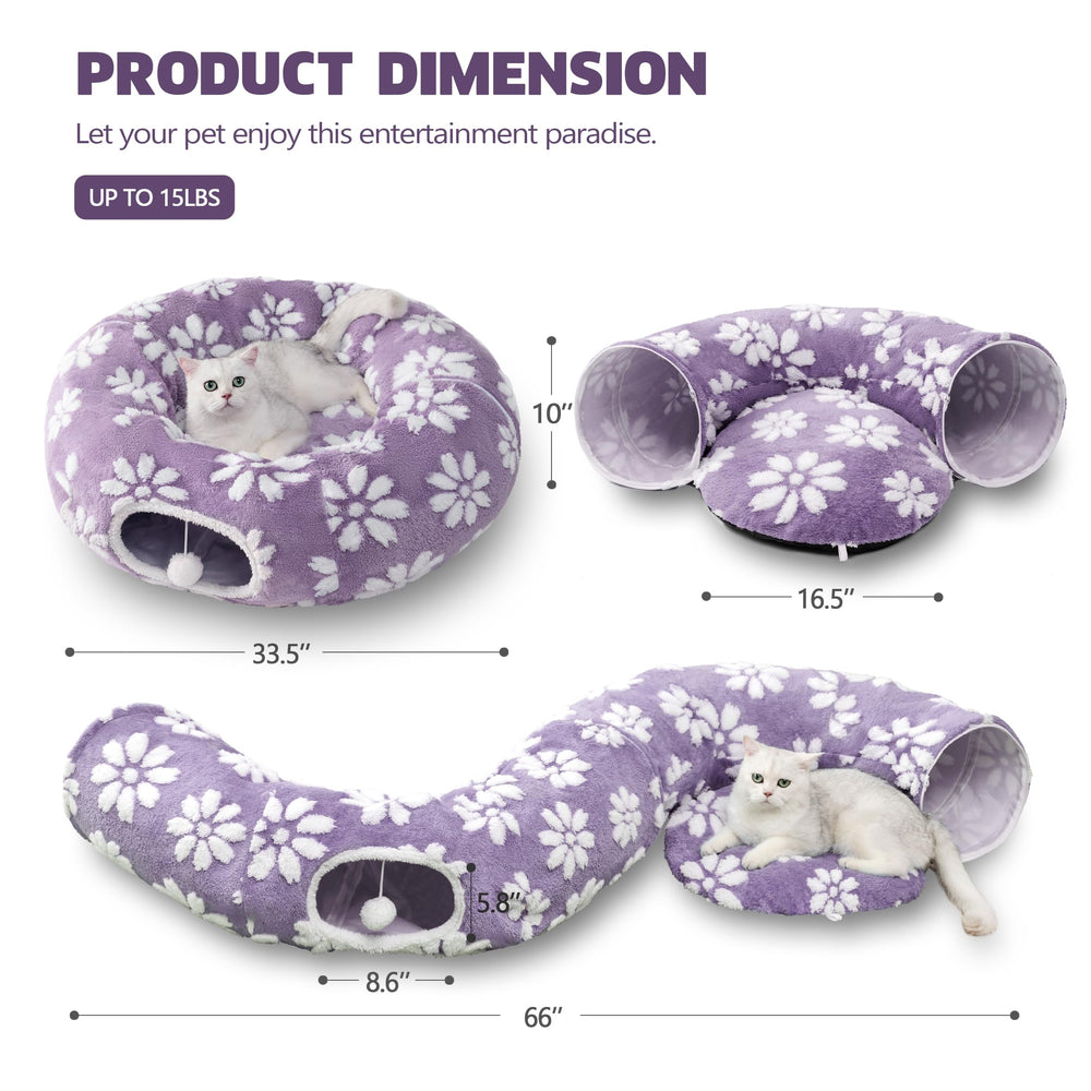 Yaning Cat Tunnel plush sherpa material emphasizes warmth and soft comfort.