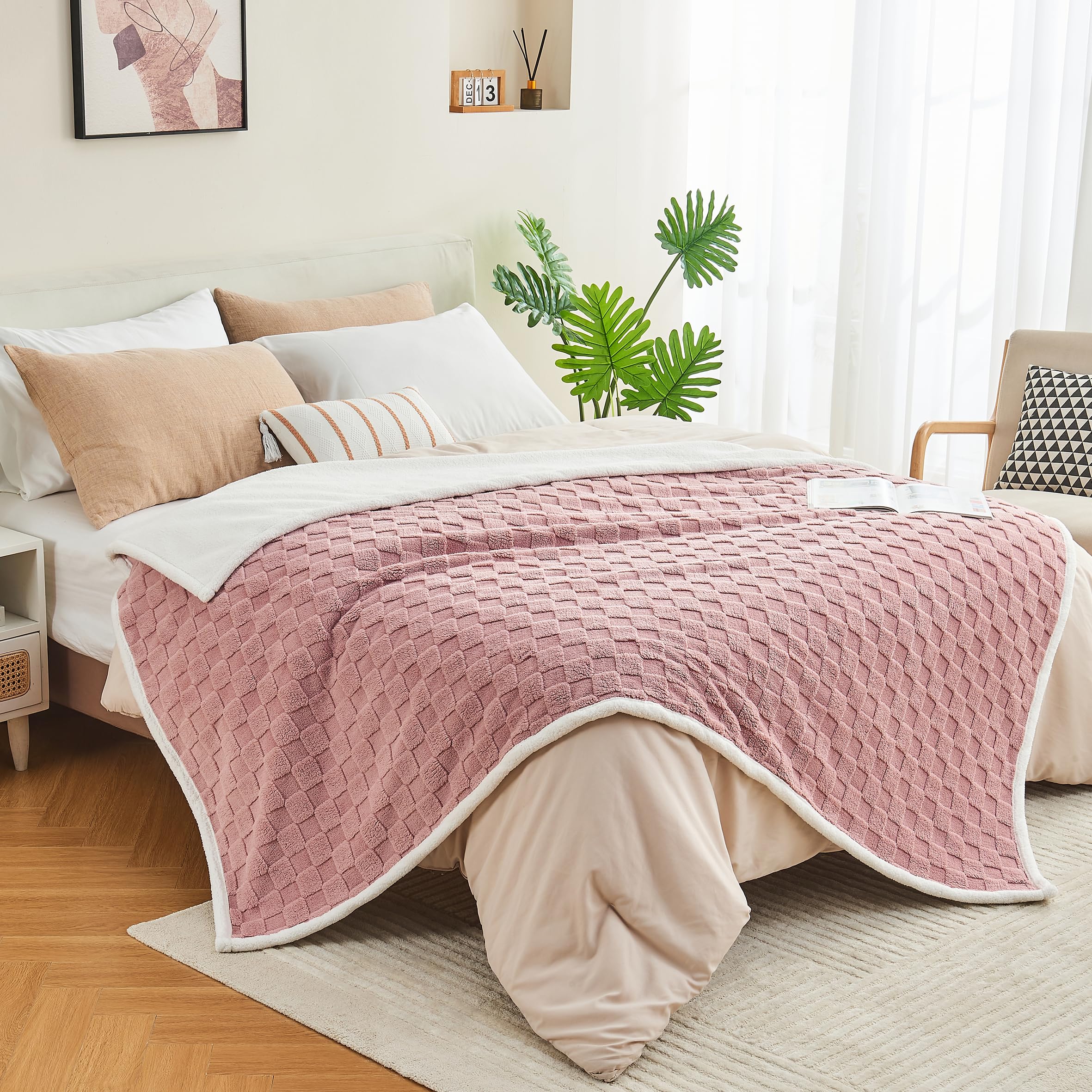 Manta Yaning con patrón a cuadros añade estilo moderno al rincón de mascotas.