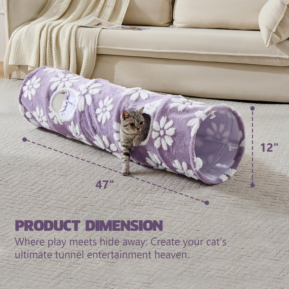 Yaning straight cat tunnel collapsed for compact, easy storage