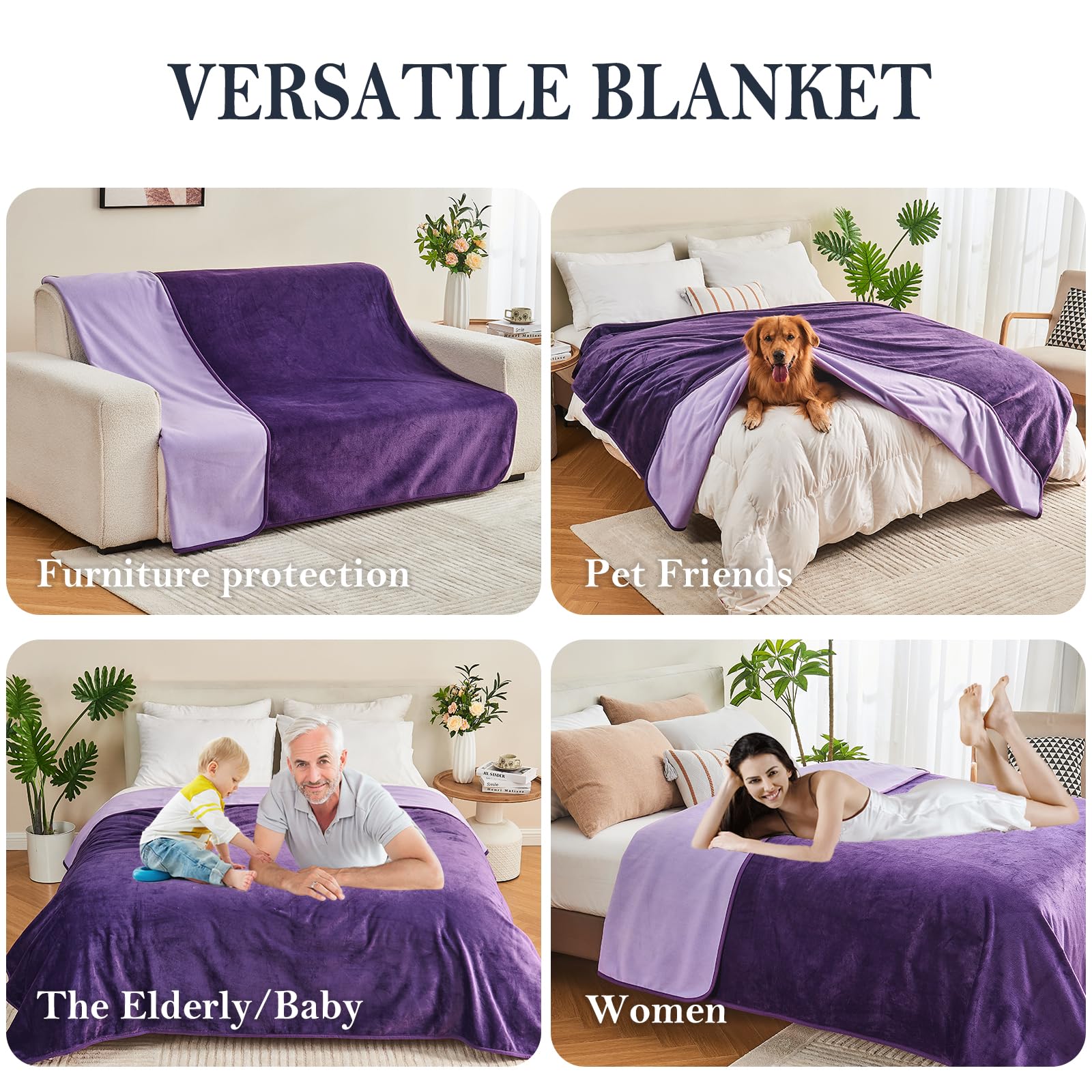 Yaning waterproof blanket dual-color reversible design adds style and practicality