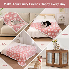 Yaning waterproof blanket pink folded for travel highlights indoor-outdoor versatility.