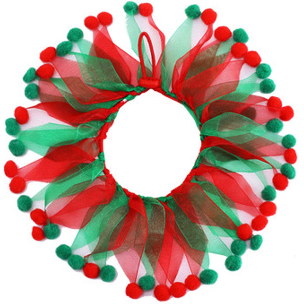 YANQINQIN Christmas pet collar ornaments in red and green for festive photos.
