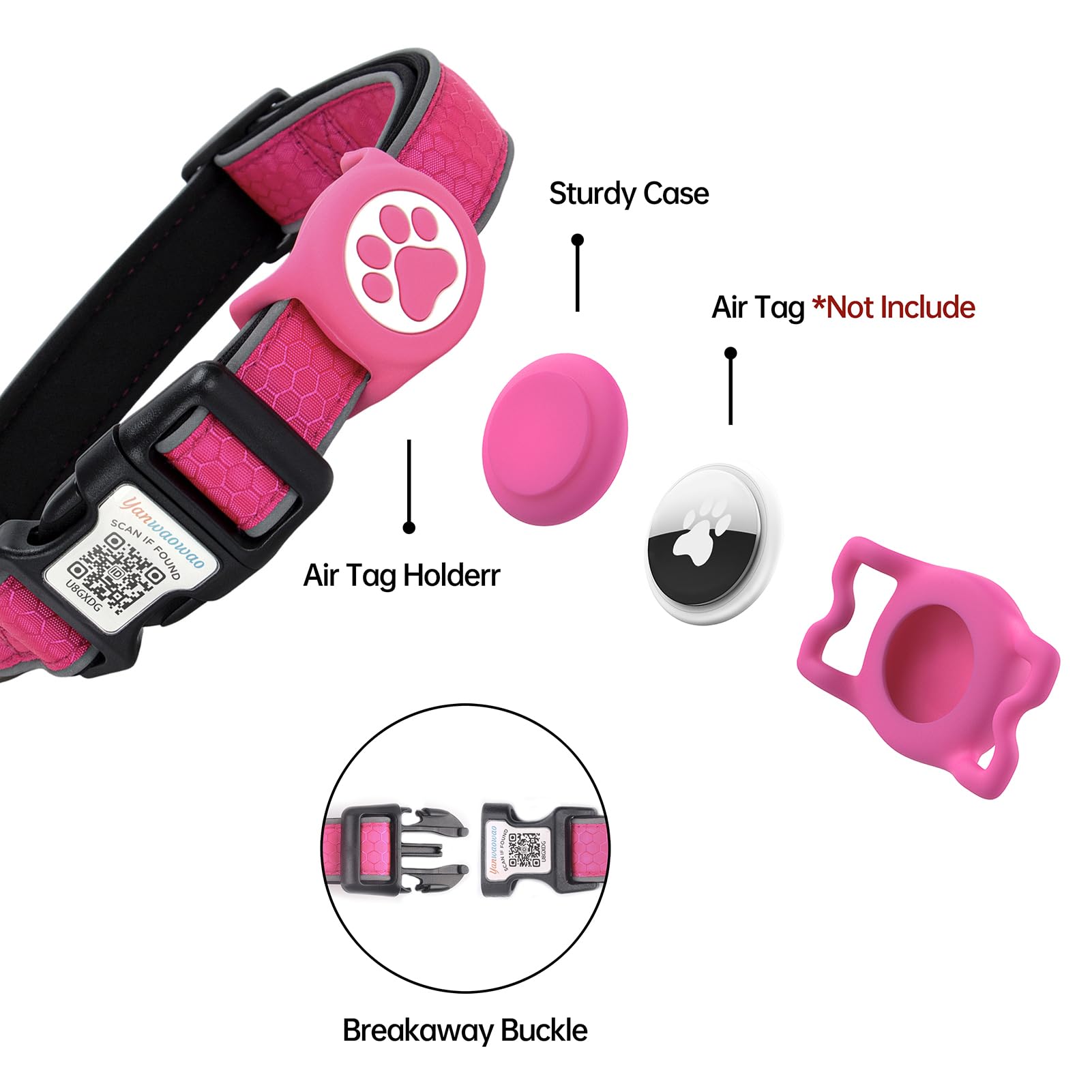 Yanwaowao Airtag collar holder side view for quick location checks