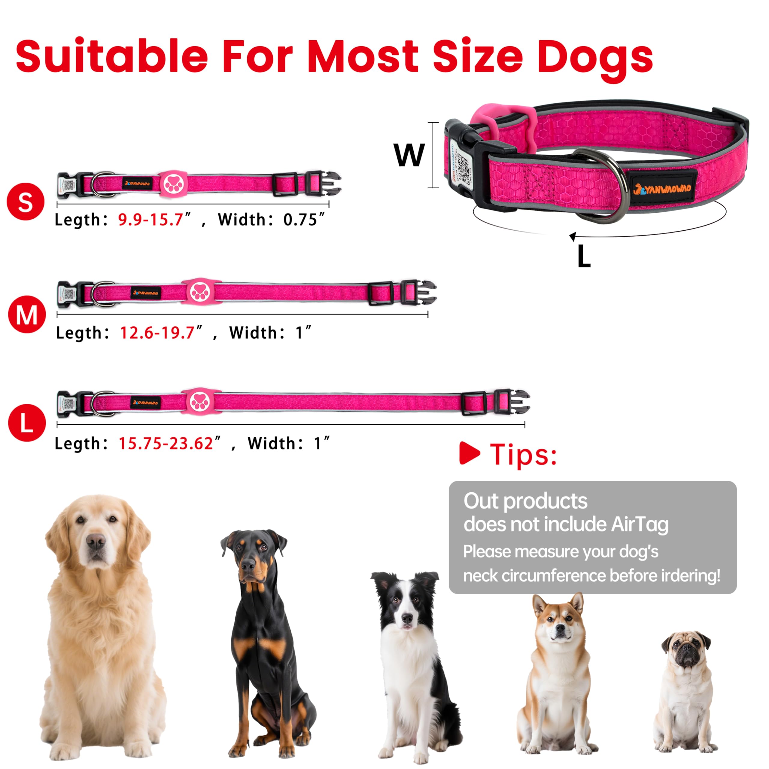 Yanwaowao waterproof dog collar close-up highlights weatherproof protection