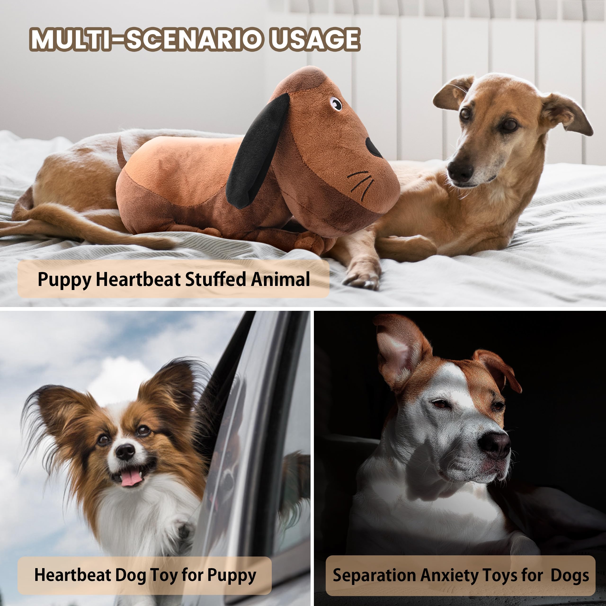 YANWIN Heartbeat Puppy Toy suitable for all dog sizes, a comforting companion for dogs big and small