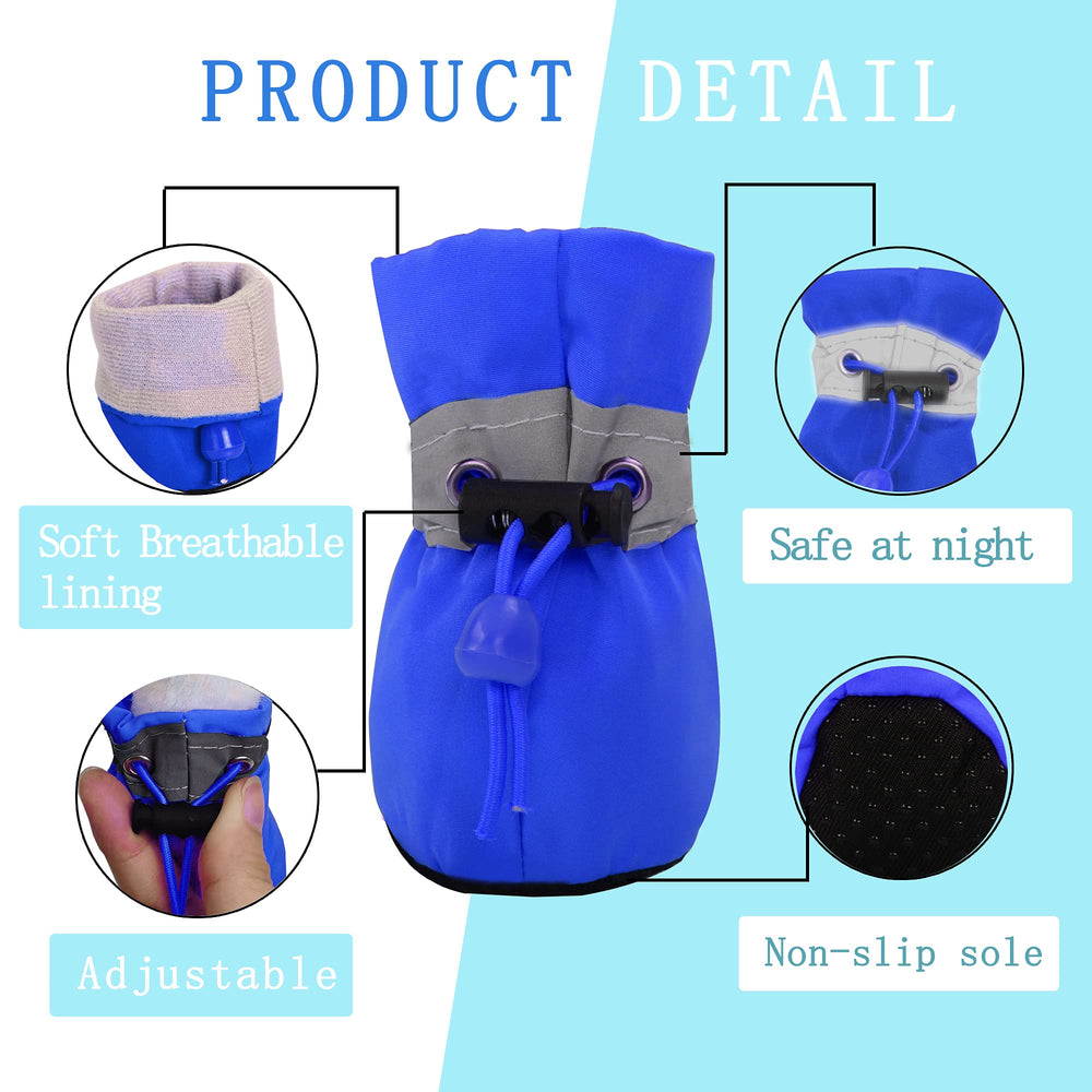 YAODHAOD dog shoes blue size7 inside view shows soft lining.