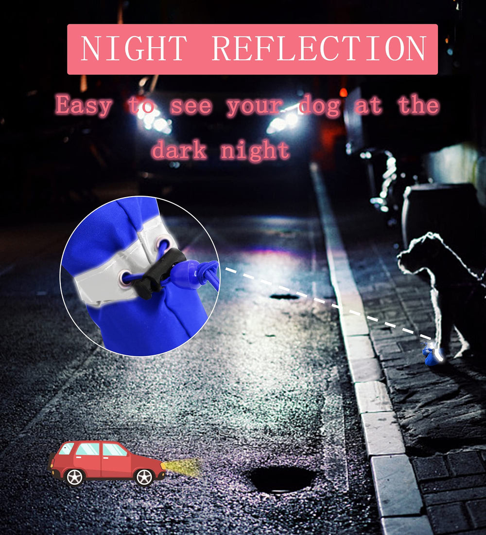 YAODHAOD dog shoes blue size7 sole close-up with tread grip.