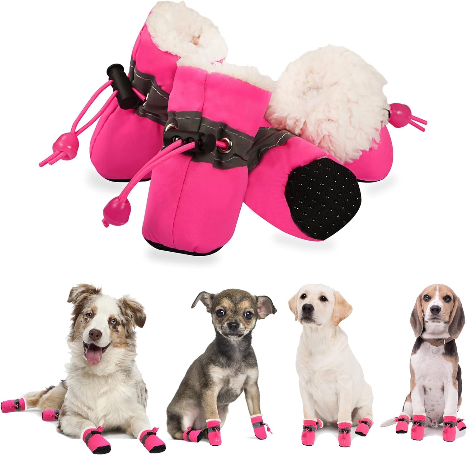 YAODHAOD dog shoes pink front view show warm, comfortable paws protection