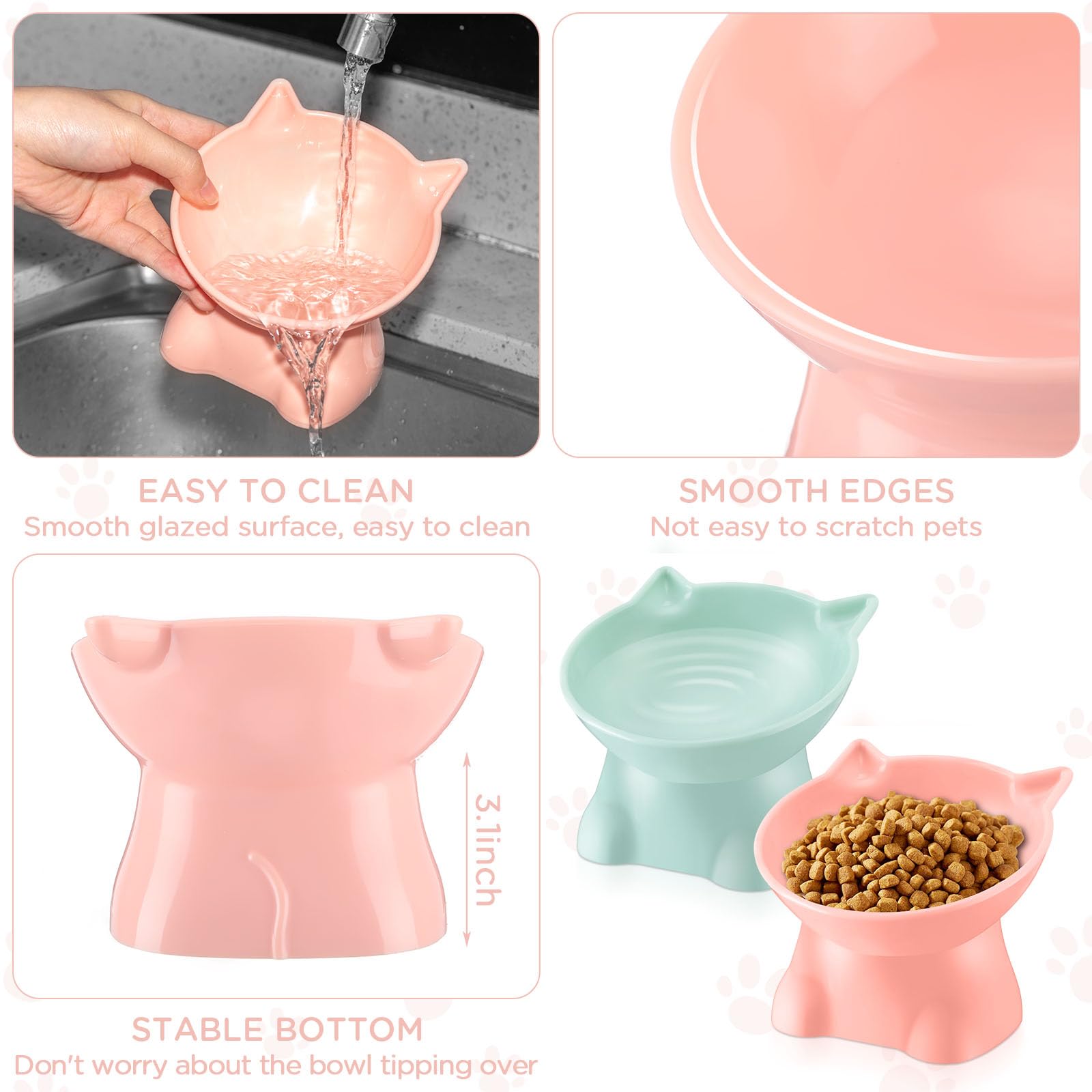 Yaomiao cat food bowl stand elevates feeding with secure, mess-free base.