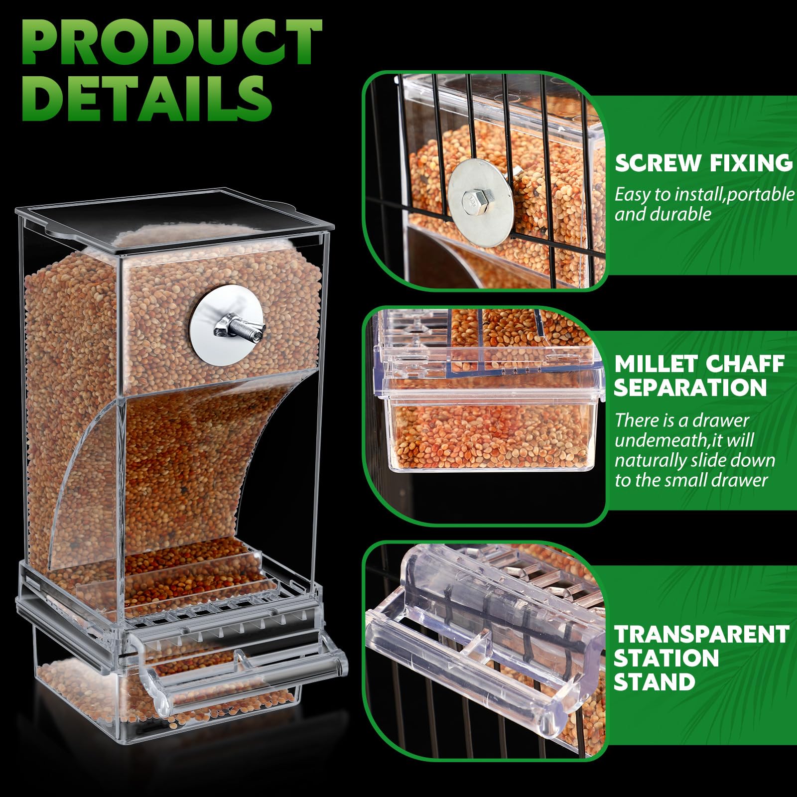 Yaomiao no-mess water dispensers provide continuous water for small to medium birds.