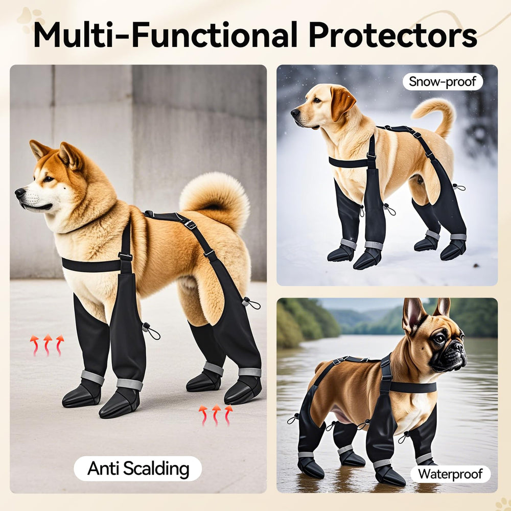 YAQUHO suspender design keeps booties secure on dogs during play.