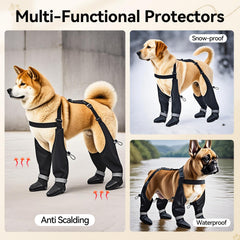 YAQUHO suspender design keeps booties secure on dogs during play.