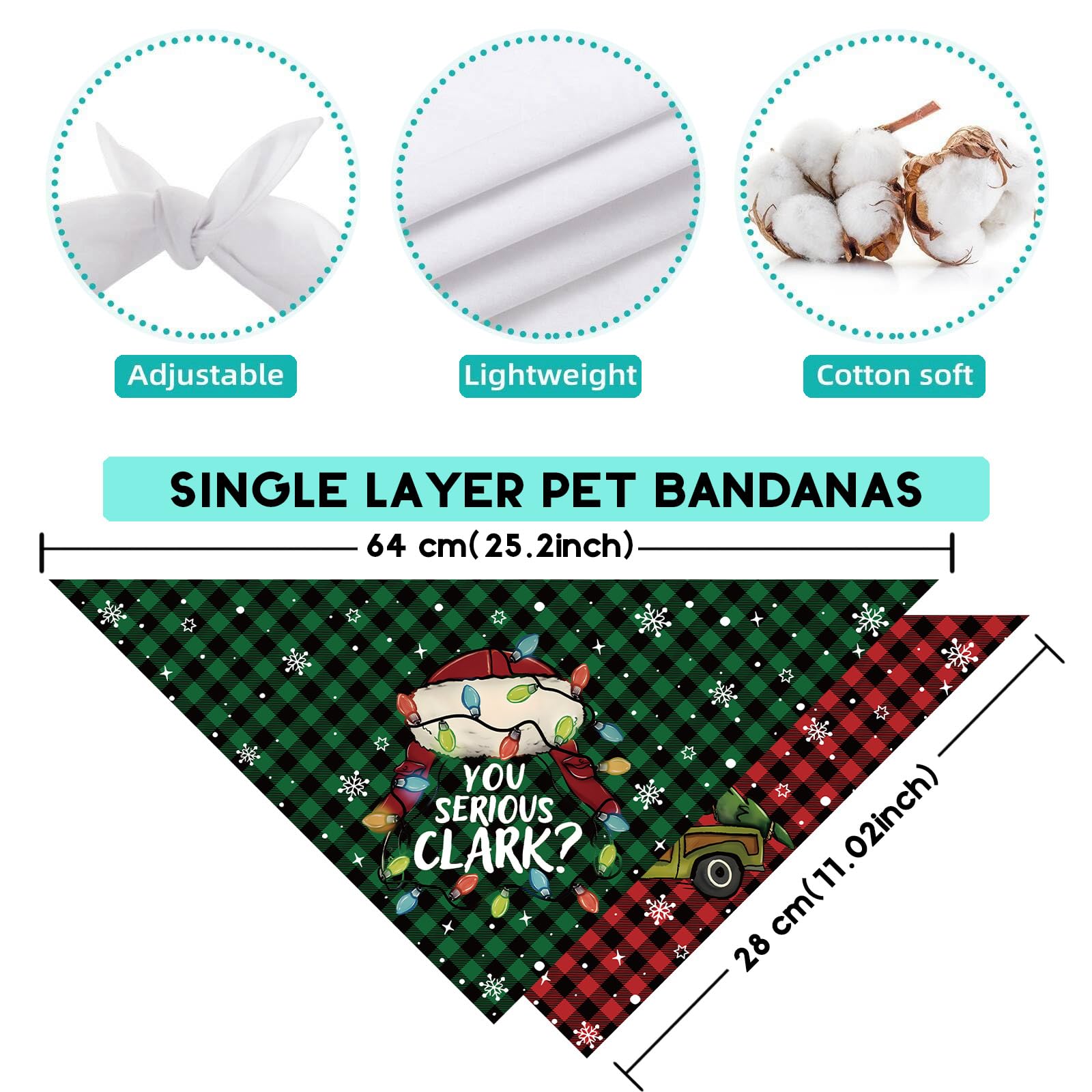 Yarcooly Griswold Eddie dog bandana side wear demonstrates adjustable fit for many breeds.
