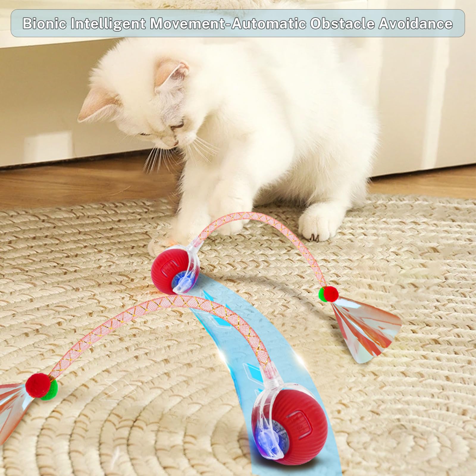 Yaruiguang Speedy Tail 2.0 ball interactive modes demonstrates three settings for cats