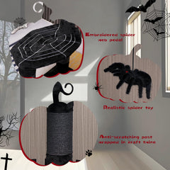 YARUOMY Gothic Cat Tree Castle sturdy base helps prevent tipping during active climbs.