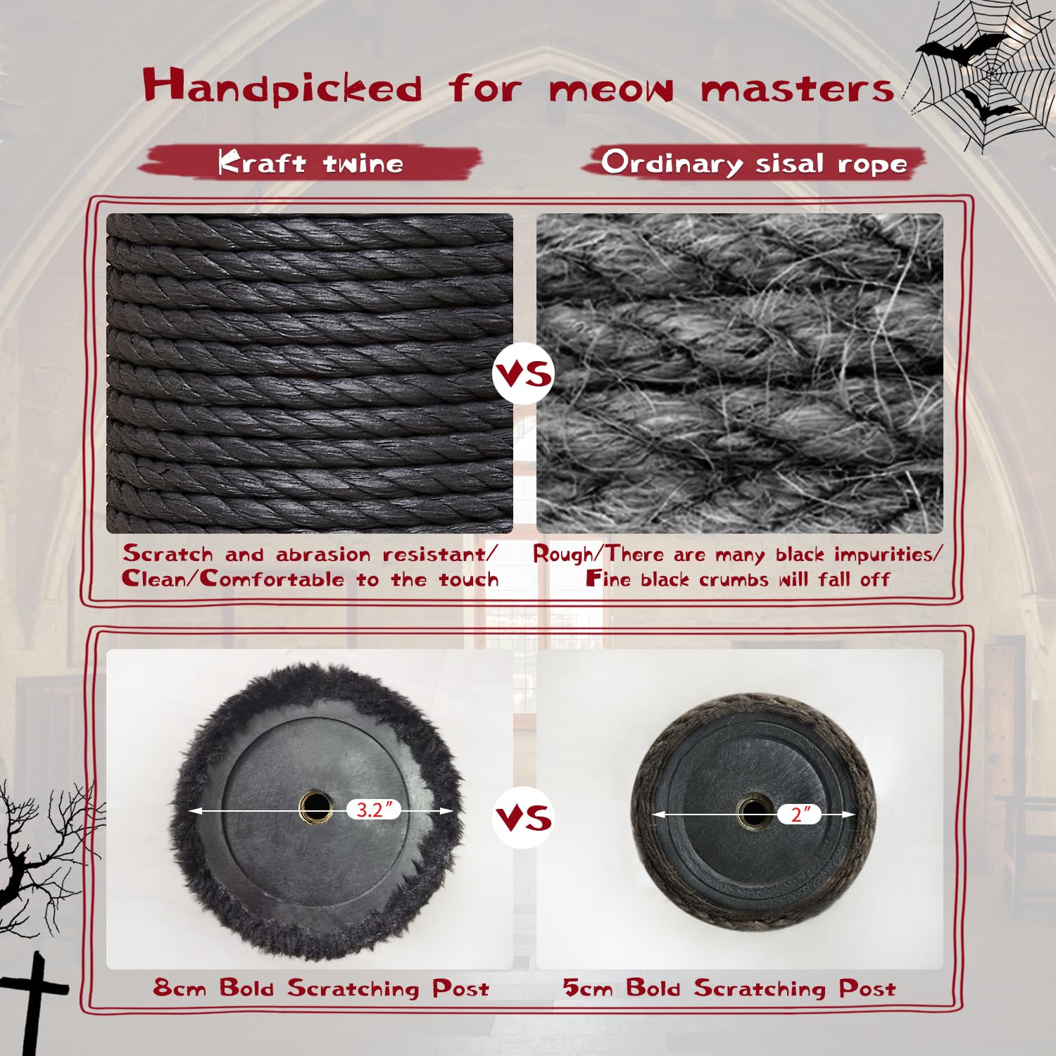 YARUOMY Gothic Cat Tree scratching posts protect furniture.