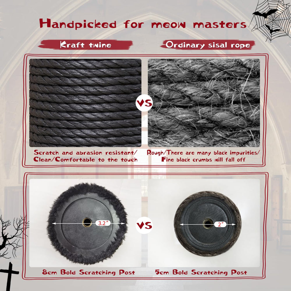 YARUOMY Gothic Cat Tree scratching posts protect furniture.