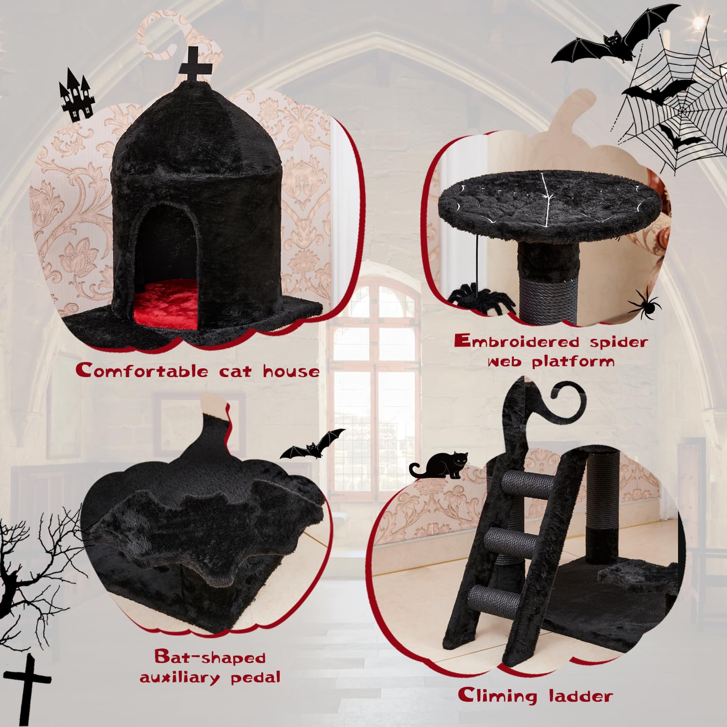 YARUOMY sturdy base reduces wobble for multi-cat homes.