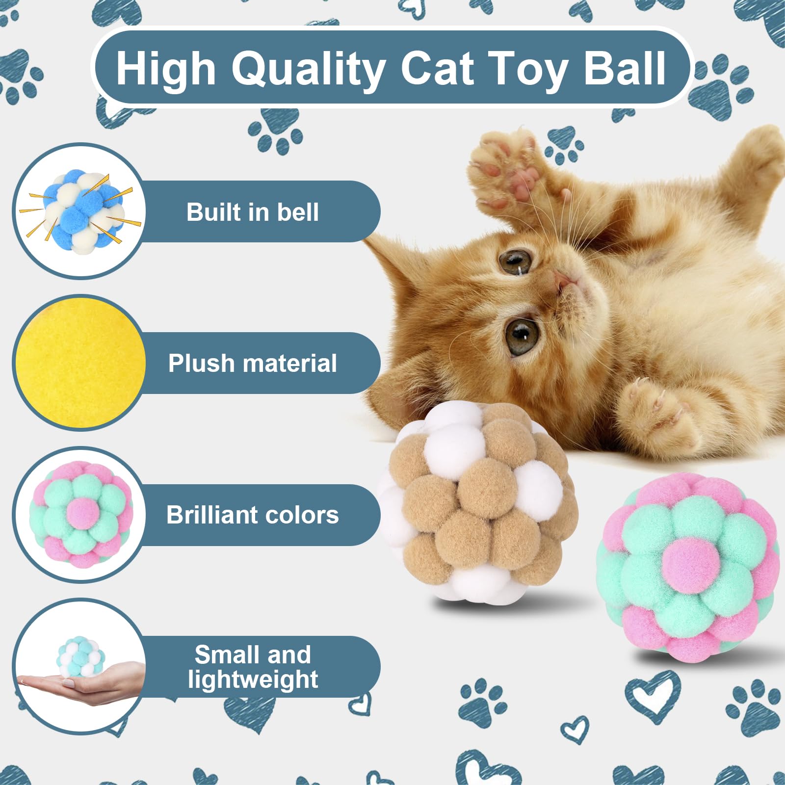 Yasdyri cat balls with built-in bell inviting patting and chasing