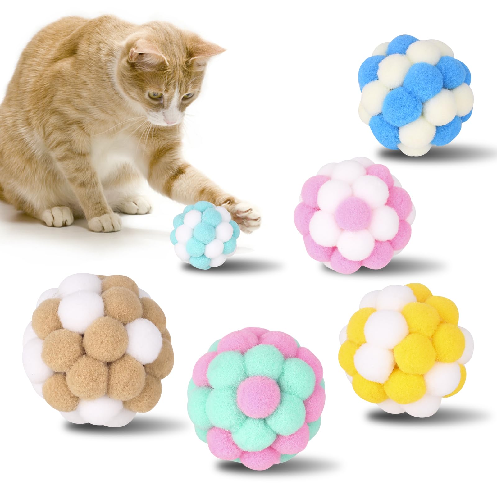 Yasdyri cat toy balls with bells rolling for interactive exercise