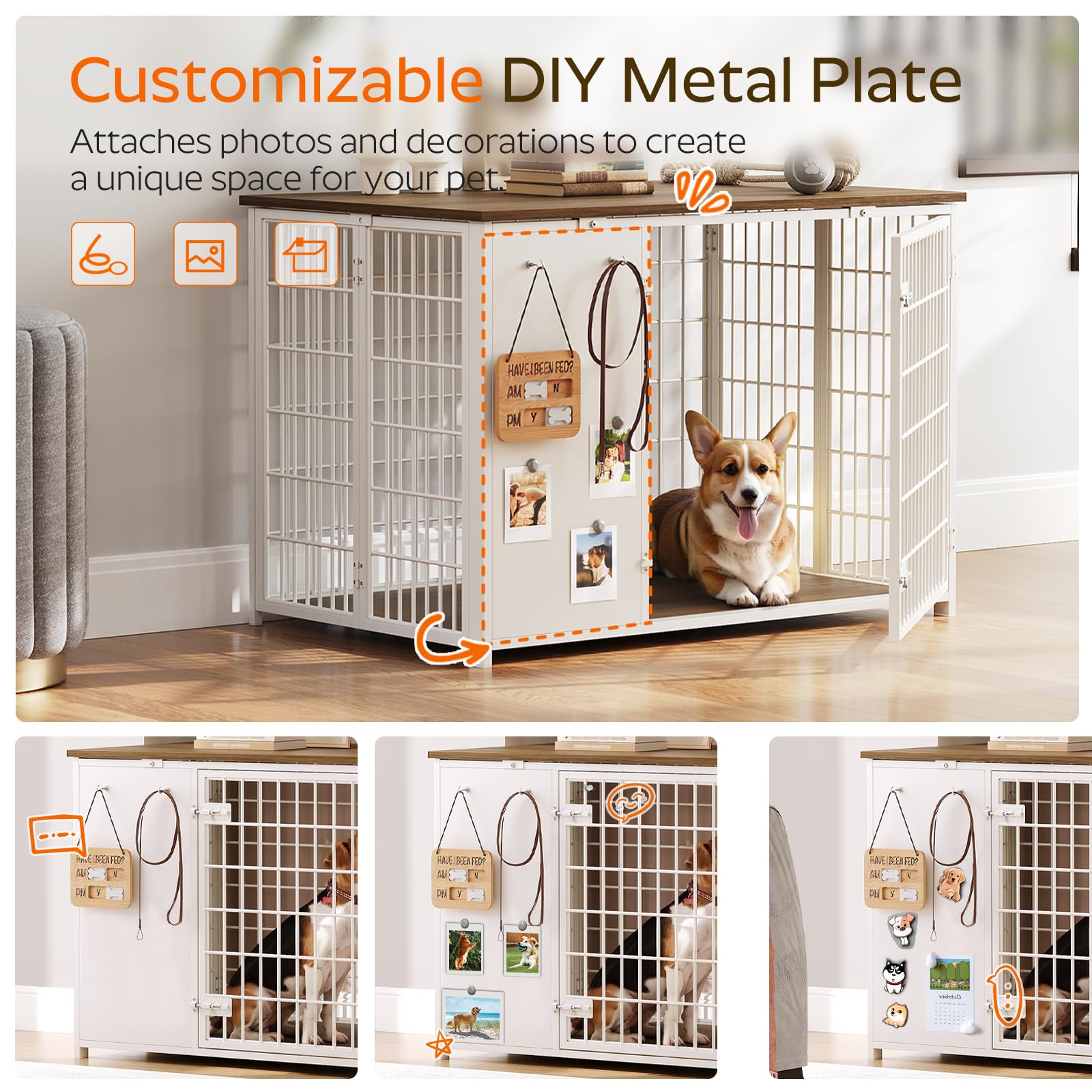YATINEY end-table dog crate furniture doubles as a storage surface.