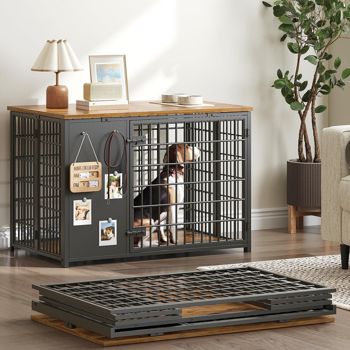 YATINEY foldable dog crate furniture with easy-assembly for quick pet-haven setup