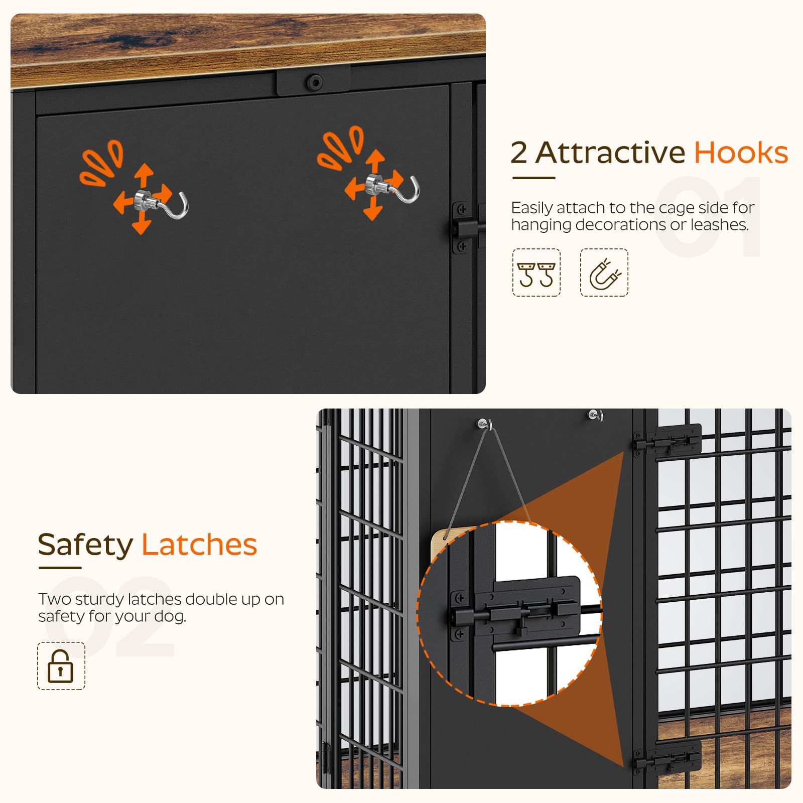 YATINEY vintage industrial dog crate suits modern homes with durability