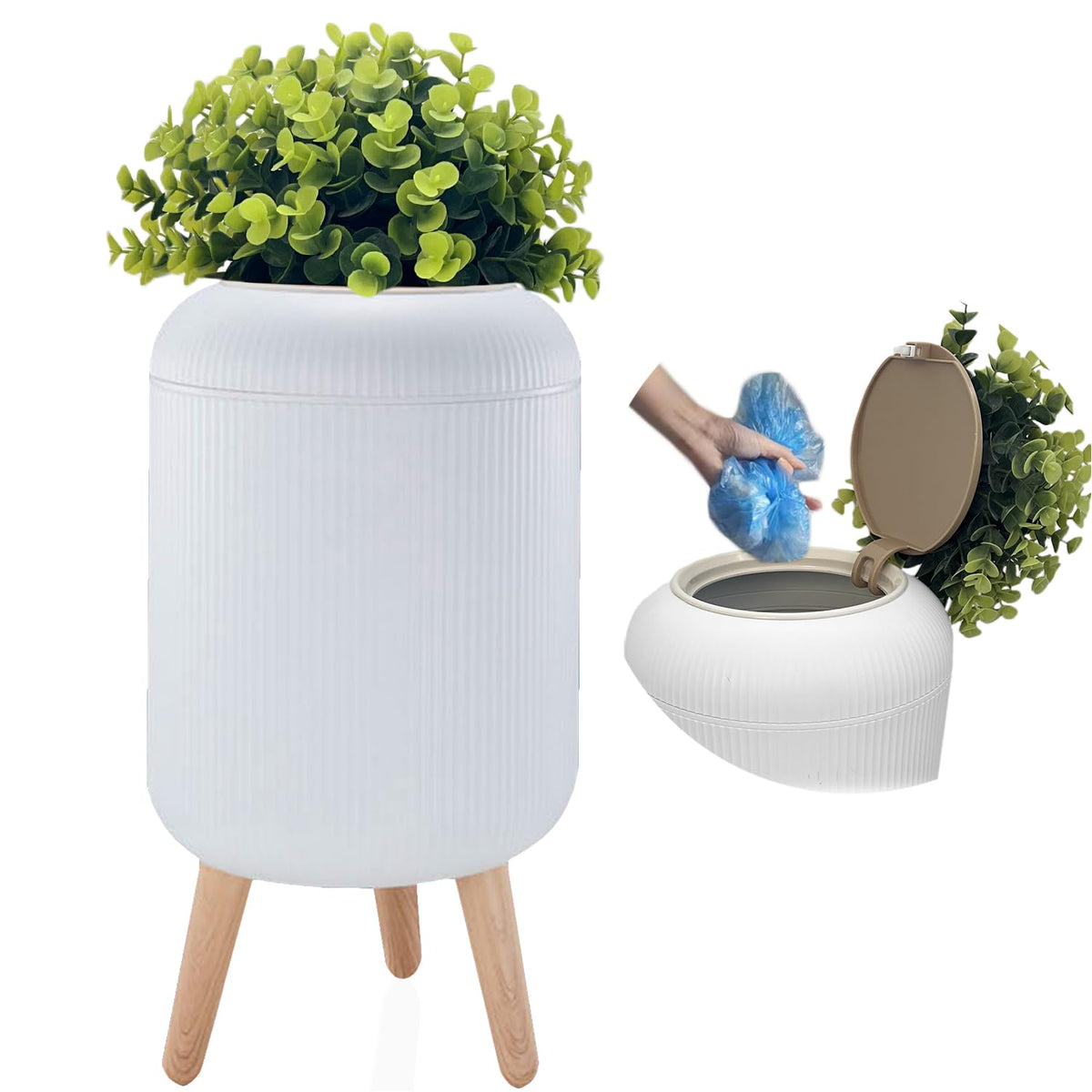Yatmung plant-styled dog poop trash can outdoor lid blends with garden decor