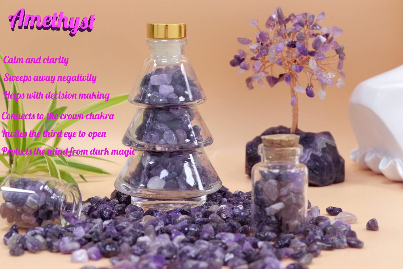 YATOJUZI fluorite chips add colorful accents for decor and mood spaces.
