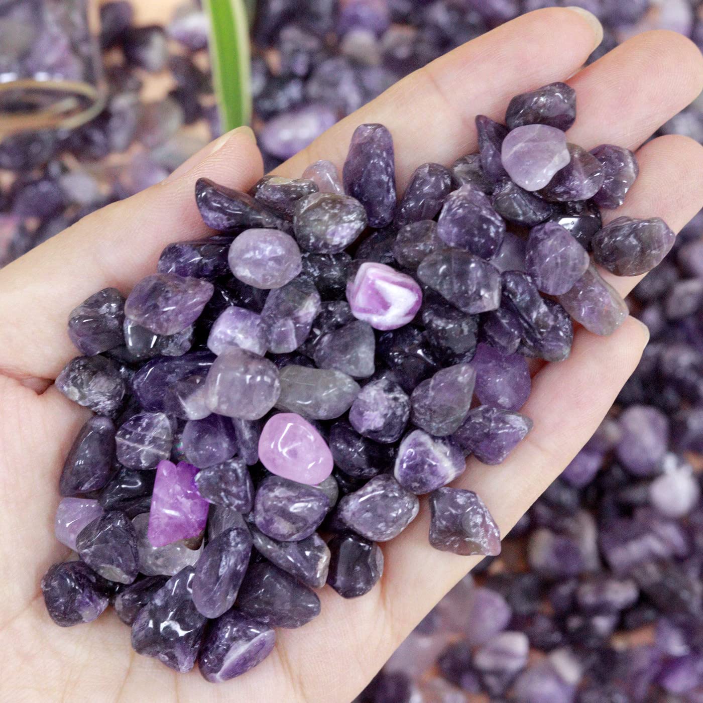 YATOJUZI rose quartz chips for gentle energy balancing and terrarium decor.