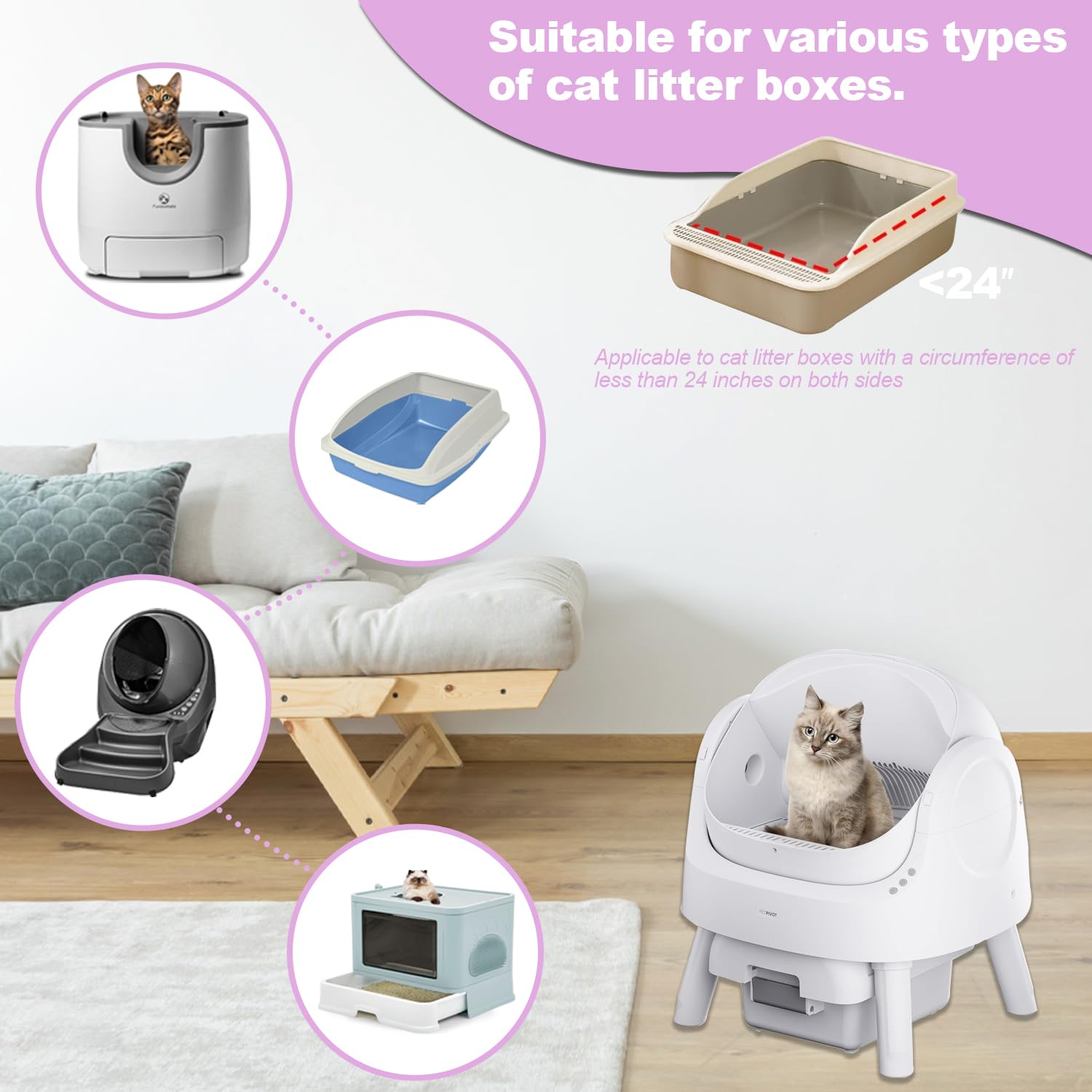 Yatosally 64x40 cm liner demonstrates secure fit for Robot 3 and 4.