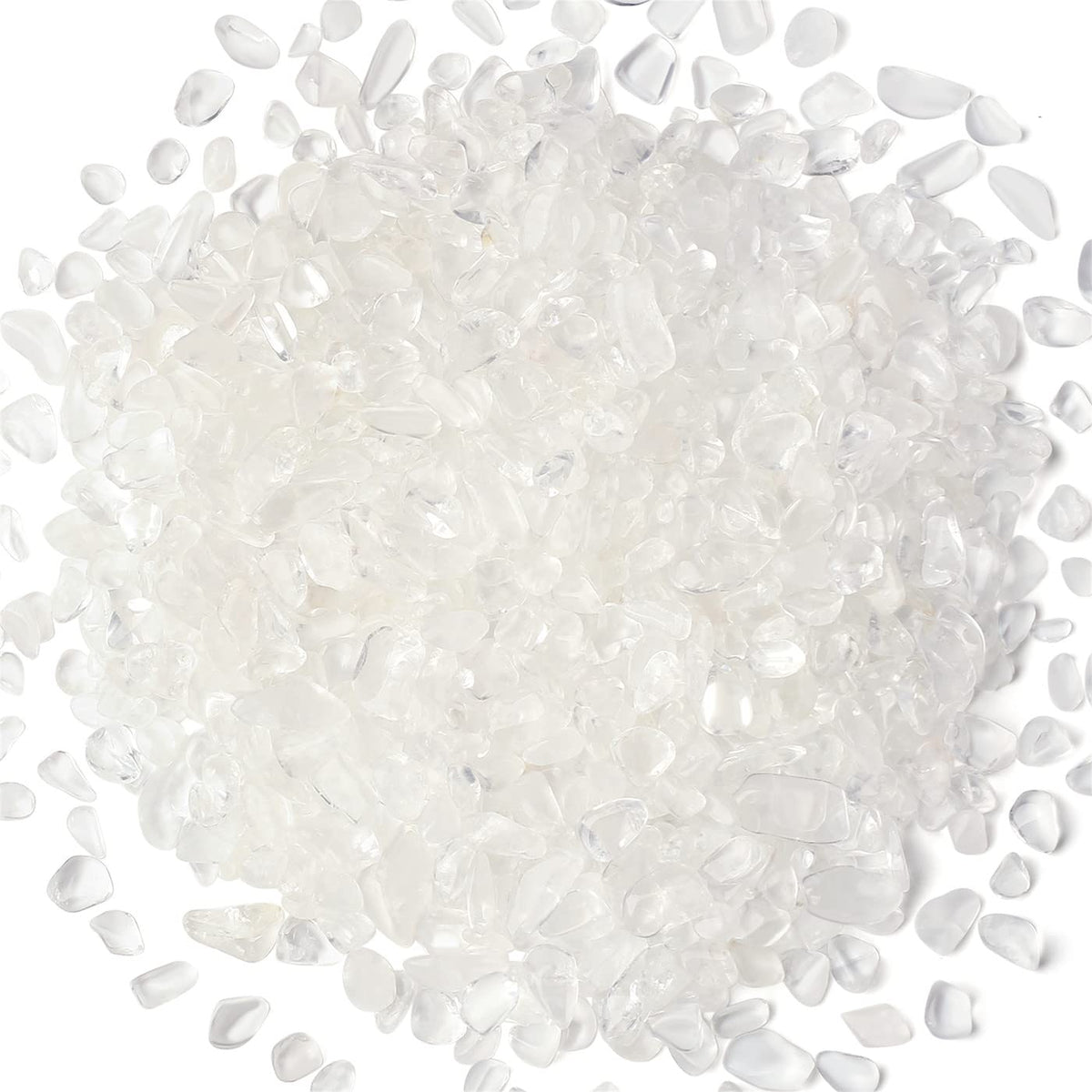 YATOJUZI 1lb clear quartz aquarium gravel bag showing natural stones for decorative tank accents.