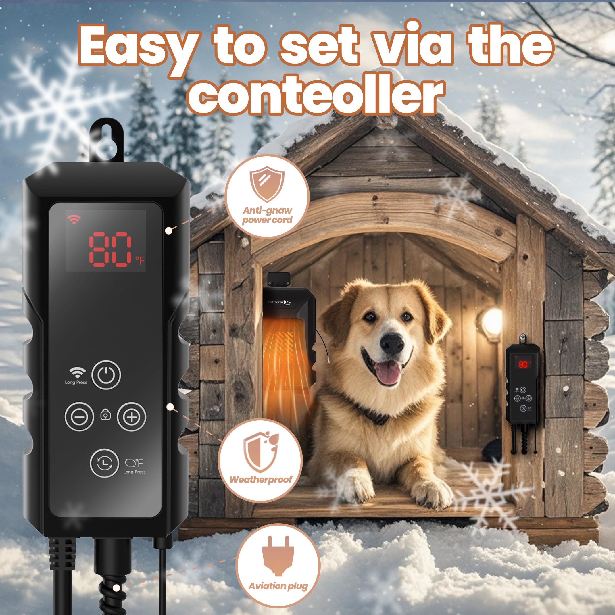 Yattberak thermostat control LED provides an easy-to-read display for precise settings.