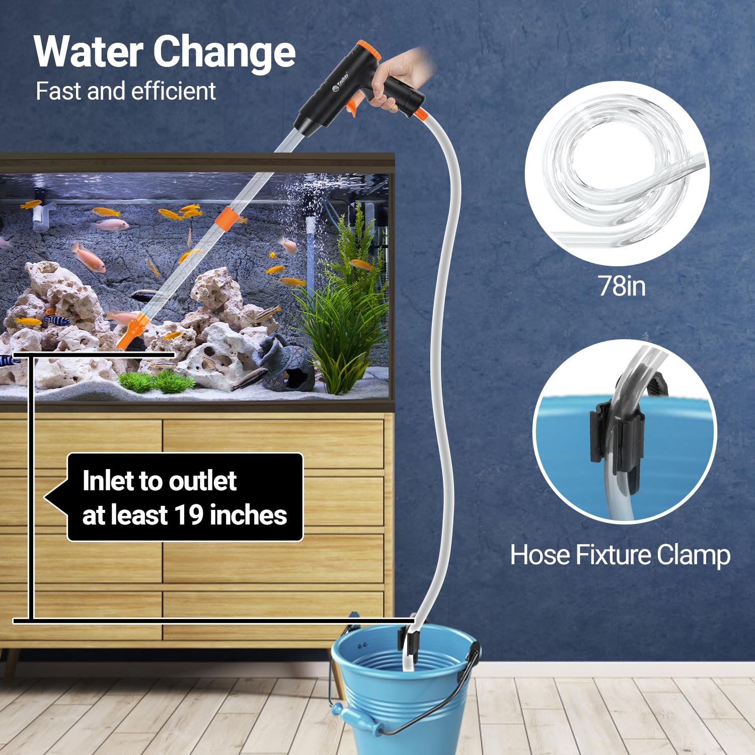 Yaubay 132GPH cleaner sand washing action protects fish