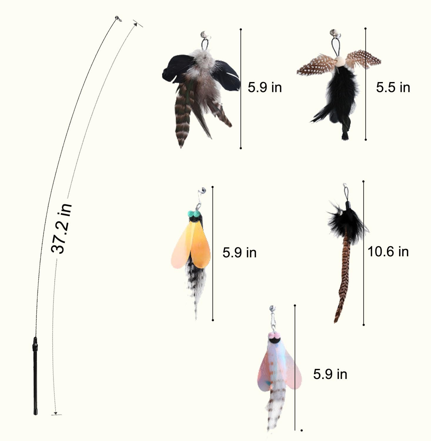 Yauende cat feather toys feathers image emphasizing soft feather components for chasing