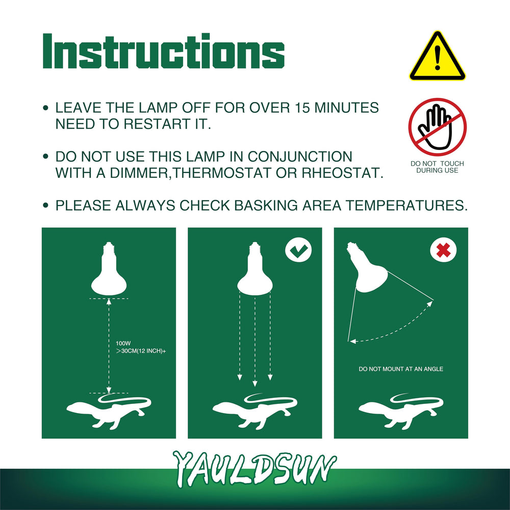 YauldSun 160W UVB basking lamp warms snake enclosure for dry heat