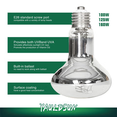 YauldSun 160W UVB basking lamp warms tortoise habitat for activity