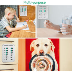 YAUYIK adhesive silver wall mount showing feeding reminder on smooth surface