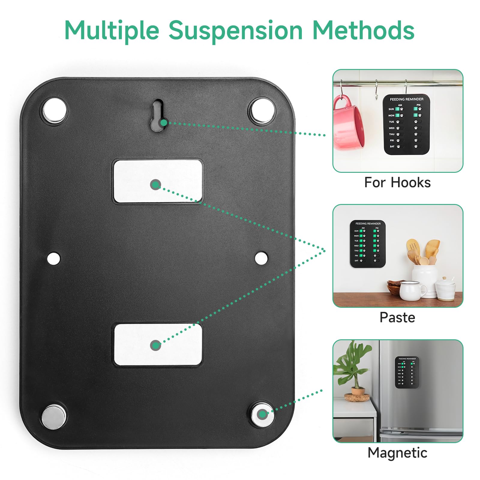 YAUYIK dog feeding reminder magnet-hold design stays securely on metal surfaces.