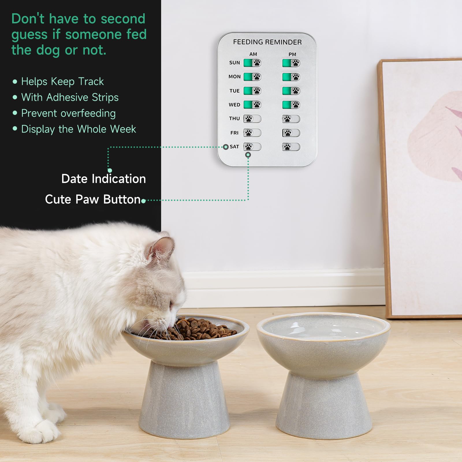 YAUYIK dog feeding reminder on fridge magnetic silver mounted for quick daily checks