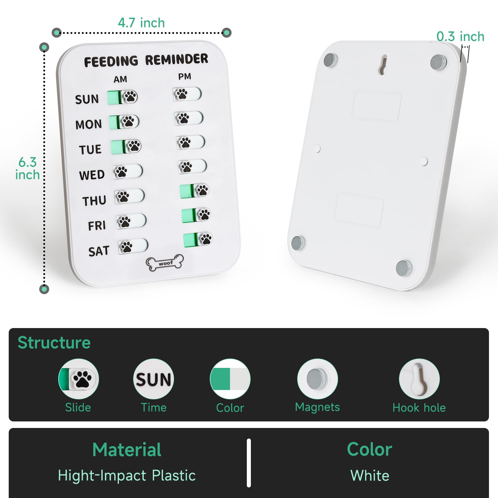YAUYIK durable plastic sign board close-up: long-lasting pet schedule tracker in home decor