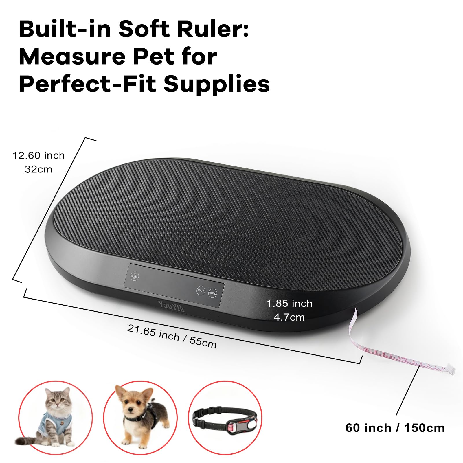 YauYik Pet Scale hold function locks readings for easier data capture.